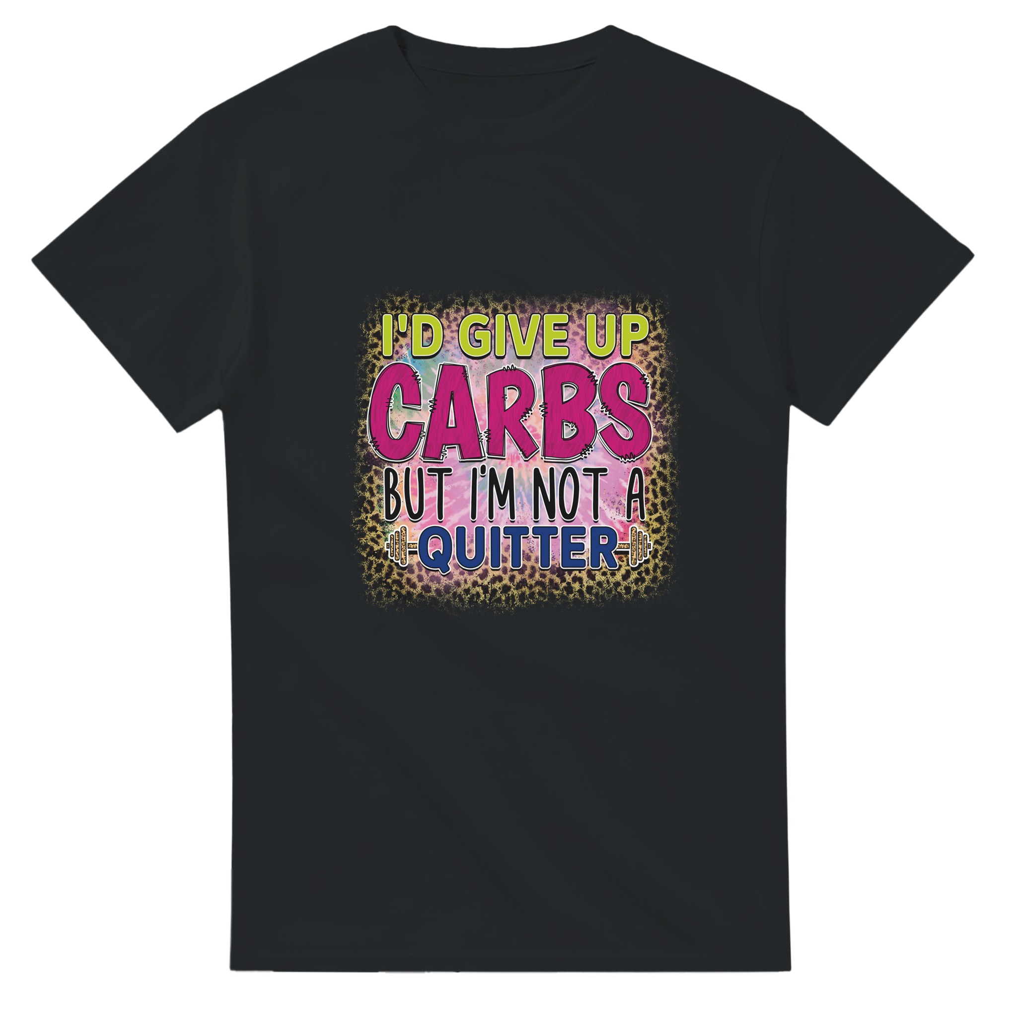Humoristisk Leopardmönstrad T-shirt: "I'd Give Up Carbs But I'm Not a Quitter" – Bekväm Unisex Design Tstore 04a51375-d133-419c-84a5-d29f51b82d6c