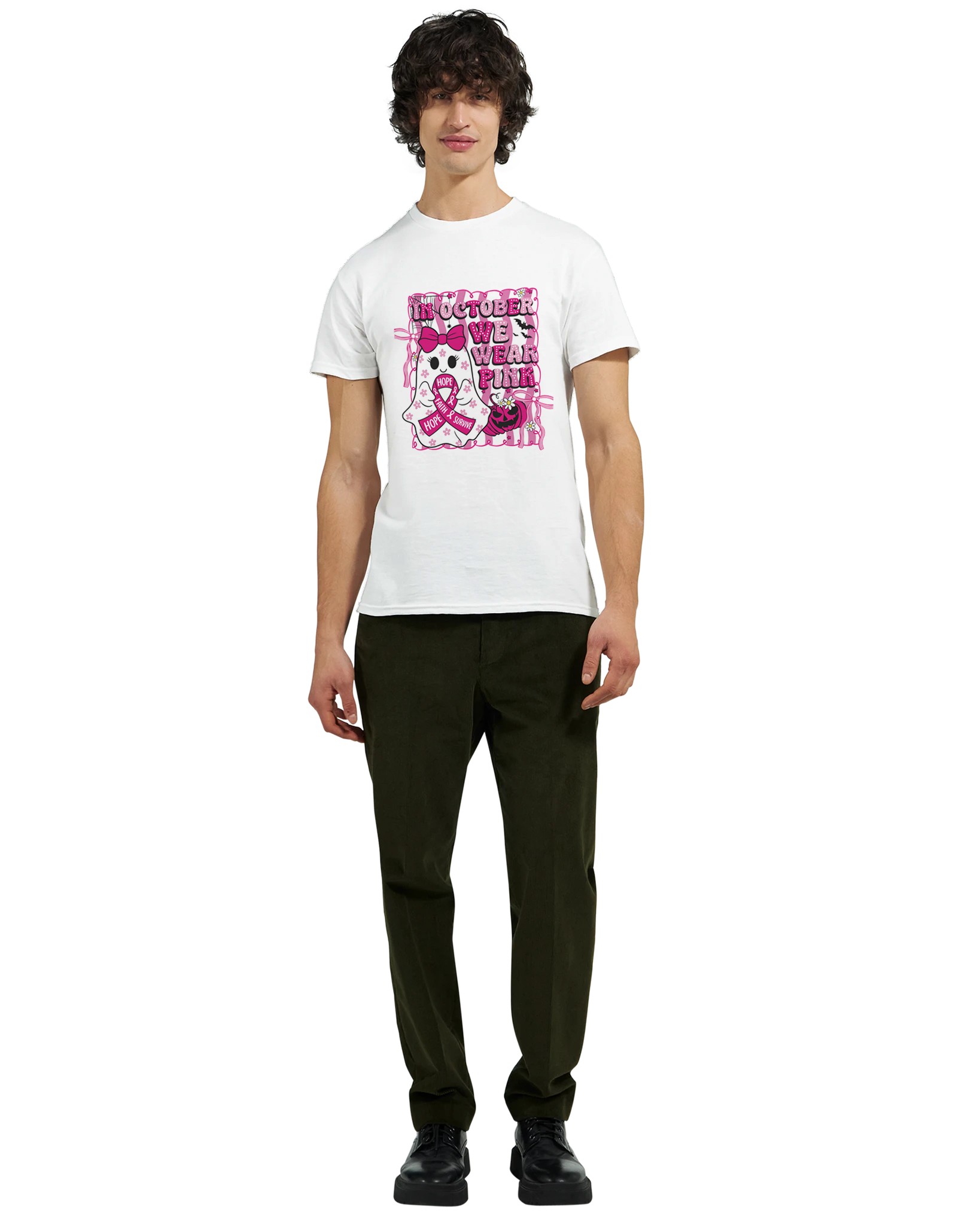 Stöd Bröstcancerforskning: "In October We Wear Pink" Spökdesign T-shirt Tstore 0737e819-b865-4f35-b324-d843f4c7267a