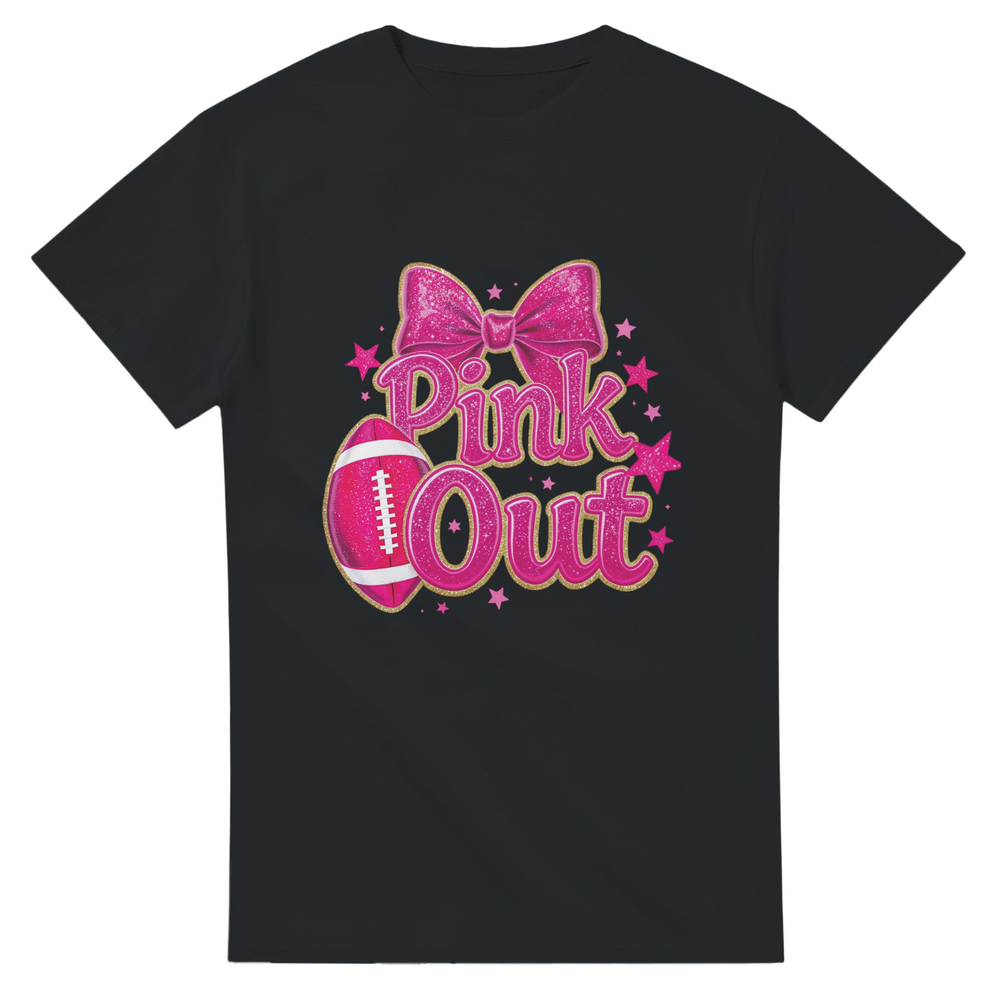 Sparkling 'Pink Out' Football T-shirt – Glittery Hot Pink Design, Classic Unisex Fit for Game Day & Fun Tstore 12dc92bc-cb87-4a0d-abf1-eab26dc9ee67