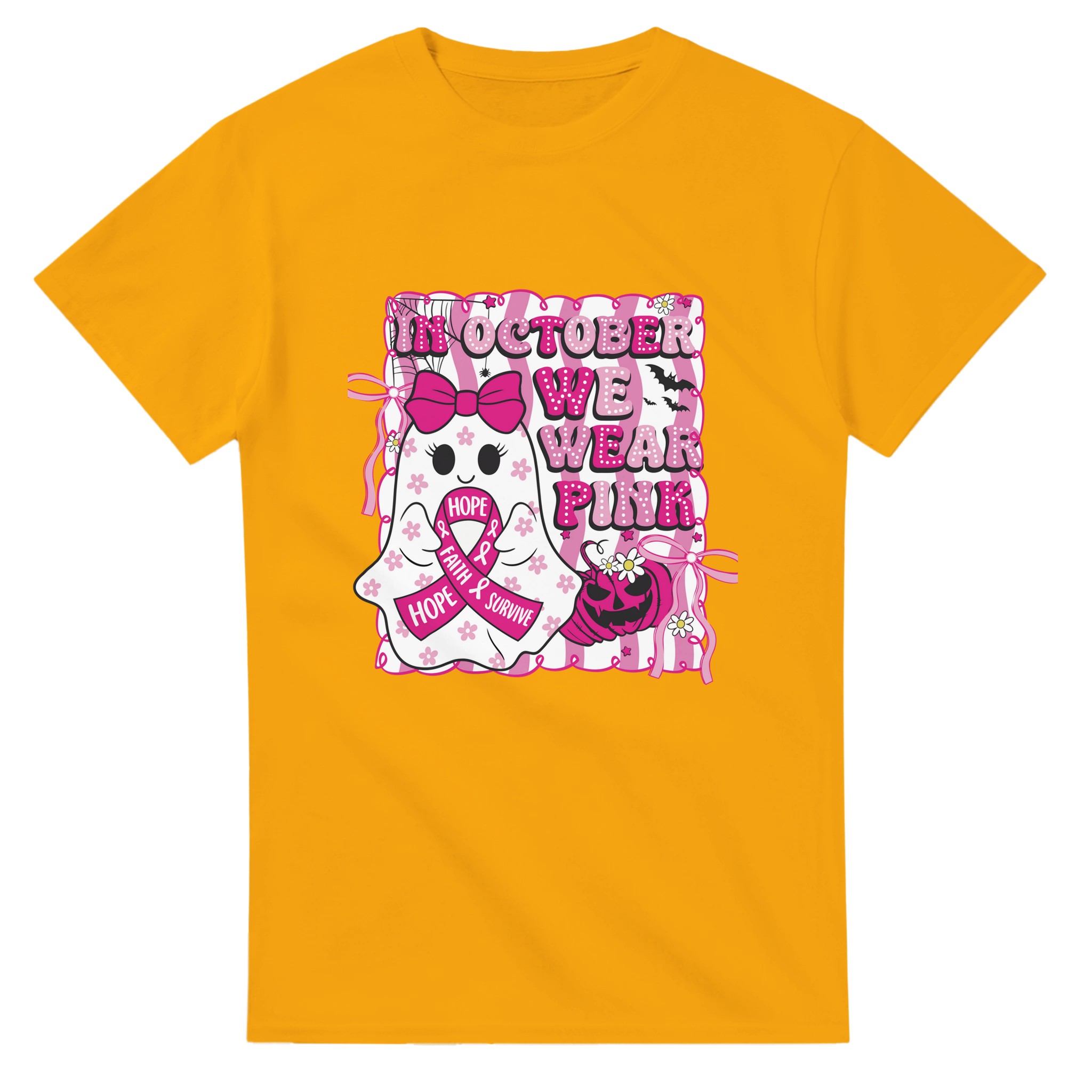 Stöd Bröstcancerforskning: "In October We Wear Pink" Spökdesign T-shirt Tstore 2414b24d-7ba6-4a16-bad5-a76b240b5cdc