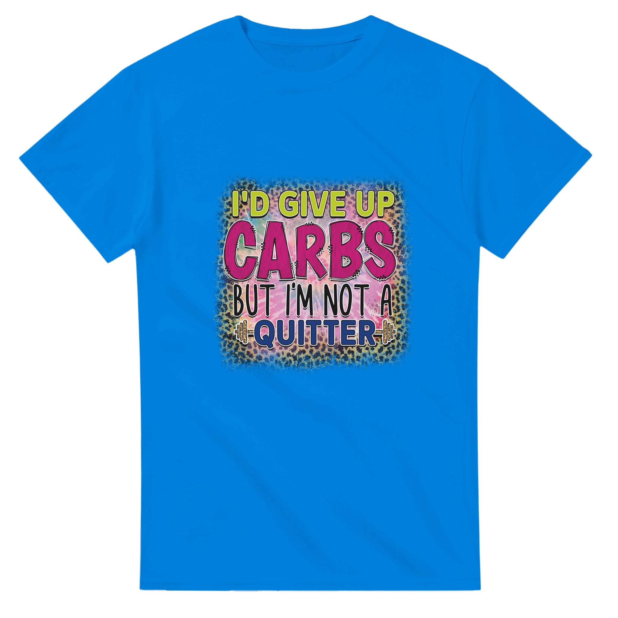 Humoristisk Leopardmönstrad T-shirt: "I'd Give Up Carbs But I'm Not a Quitter" – Bekväm Unisex Design Tstore 2ee58bf5-5b71-4aa9-9358-14fcb879edaa