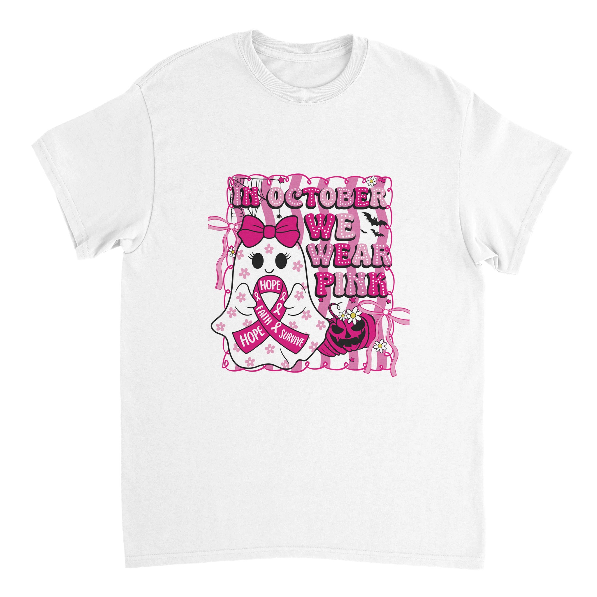 Stöd Bröstcancerforskning: "In October We Wear Pink" Spökdesign T-shirt Tstore 3d473823-8847-49ed-b6dc-7b2399fd9924