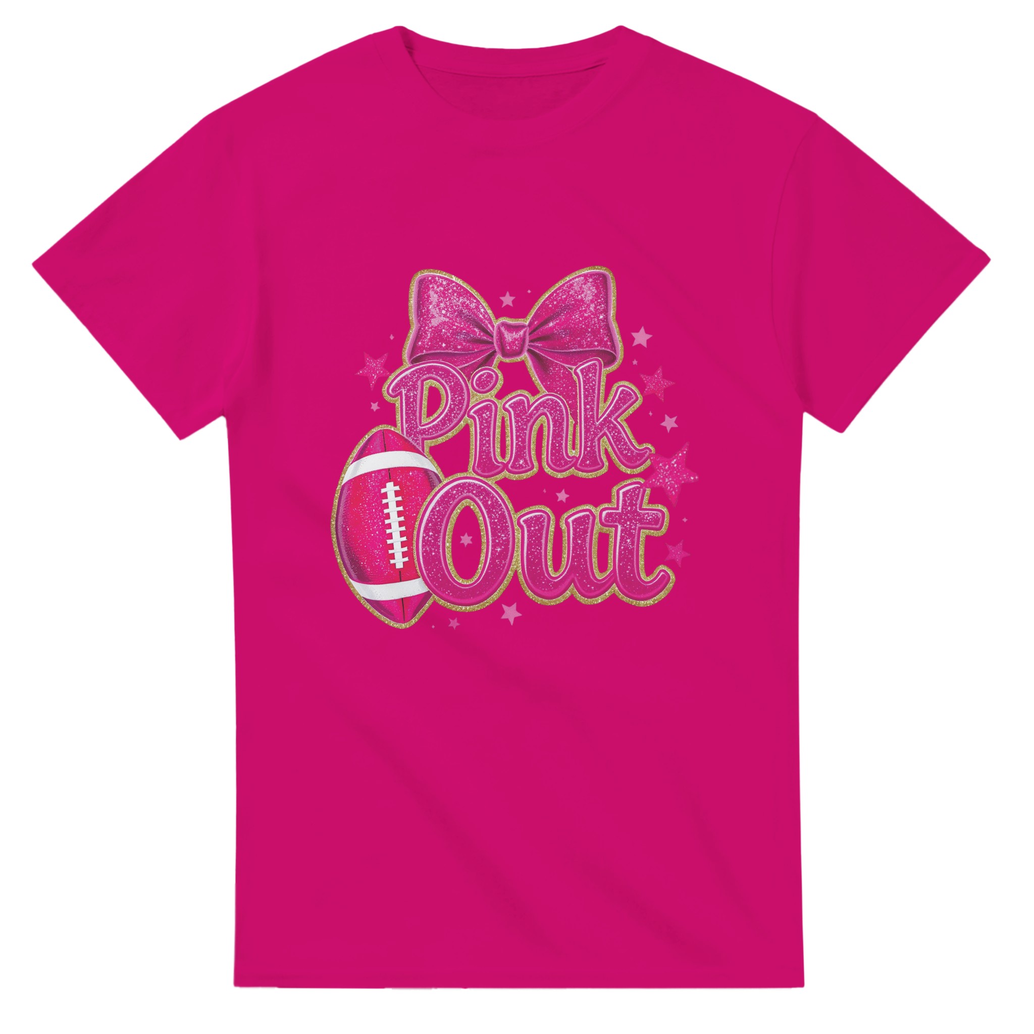 Sparkling 'Pink Out' Football T-shirt – Glittery Hot Pink Design, Classic Unisex Fit for Game Day & Fun Tstore 47449626-a806-4ee8-a095-e596864827a0