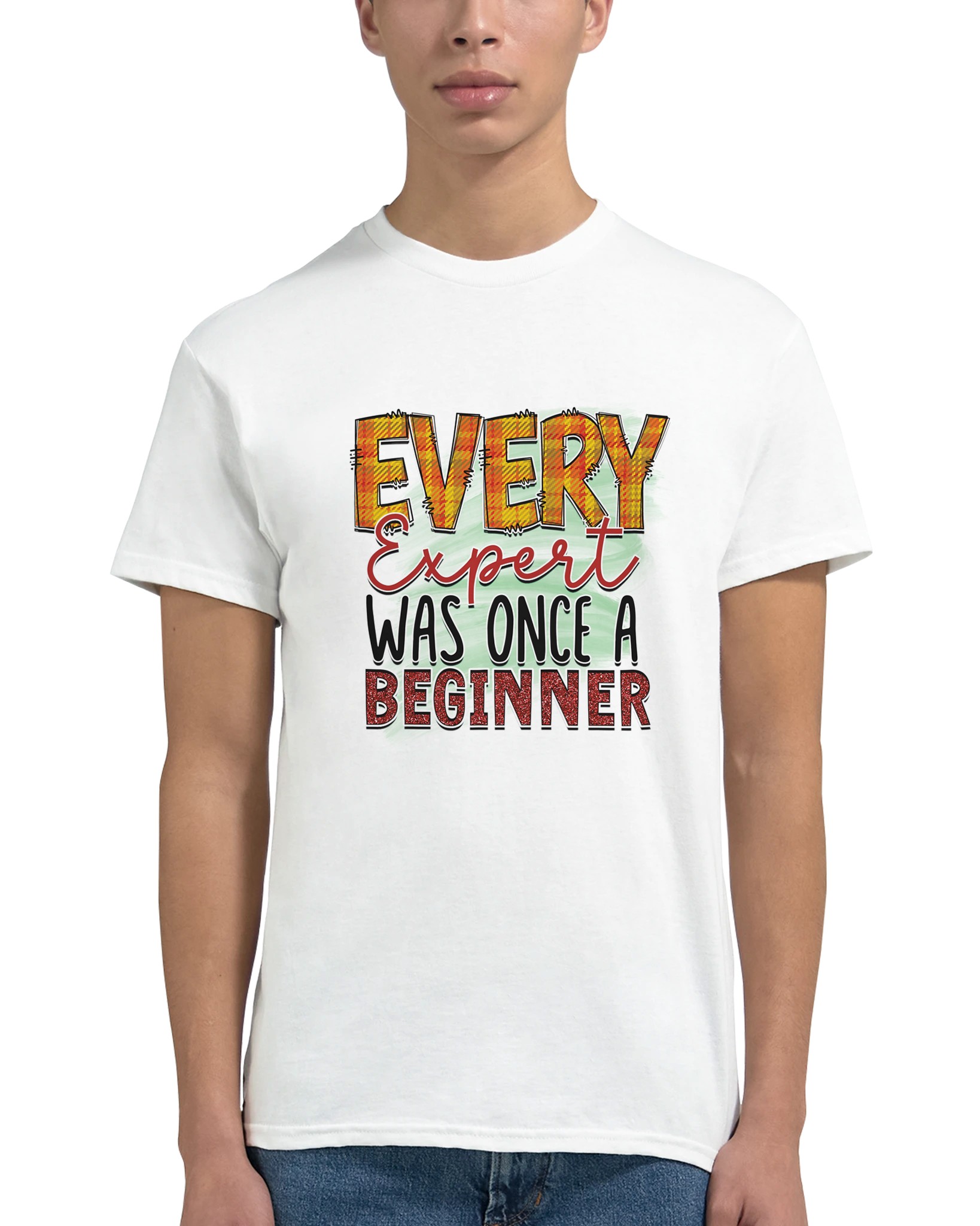 Inspirerande Retro T-shirt – 'Every Expert Was Once a Beginner' – Unisex & Slitstark Design i Flera Färger Tstore 4f3e9d33-961a-45fe-9b6e-2dfabfa4f757
