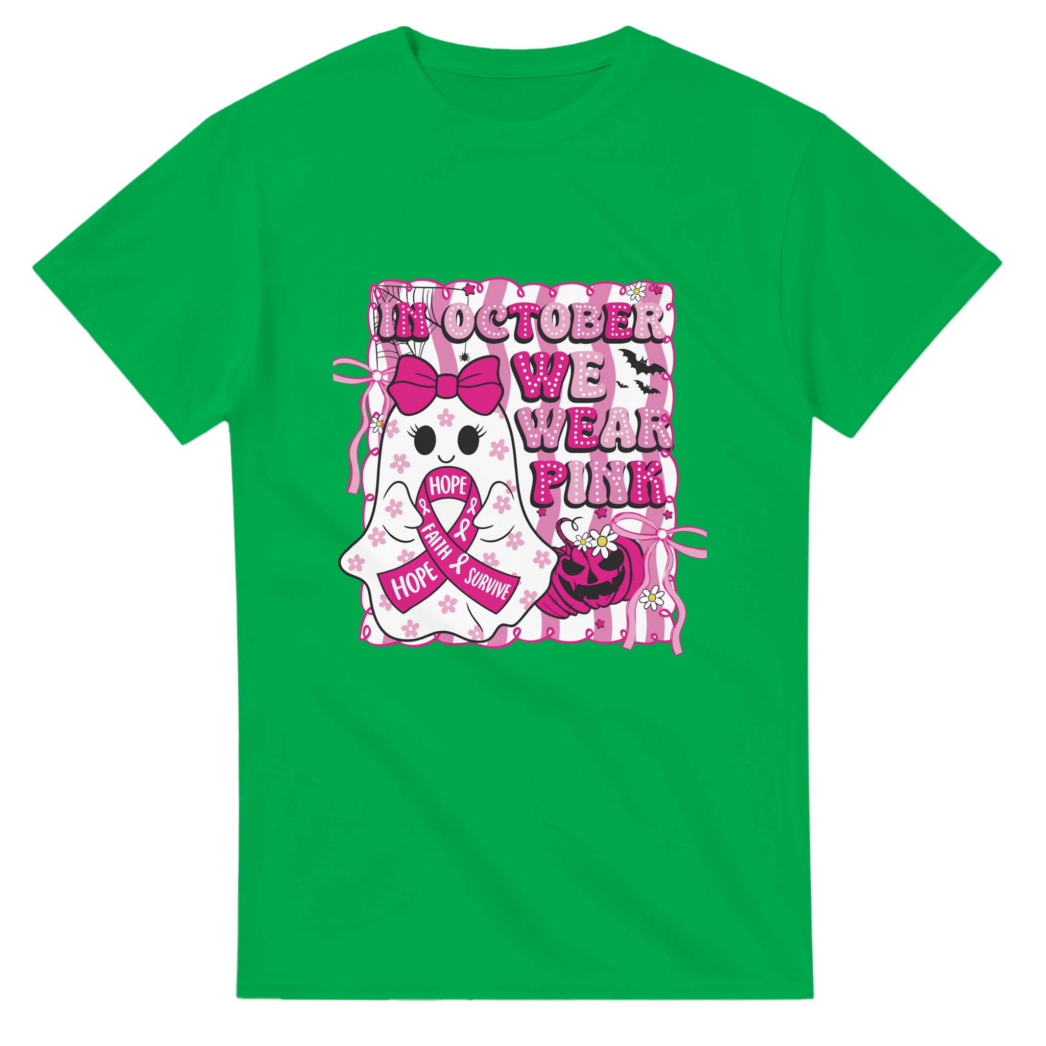 Stöd Bröstcancerforskning: "In October We Wear Pink" Spökdesign T-shirt Tstore 5324e66e-043b-4722-be24-2b2133a31288