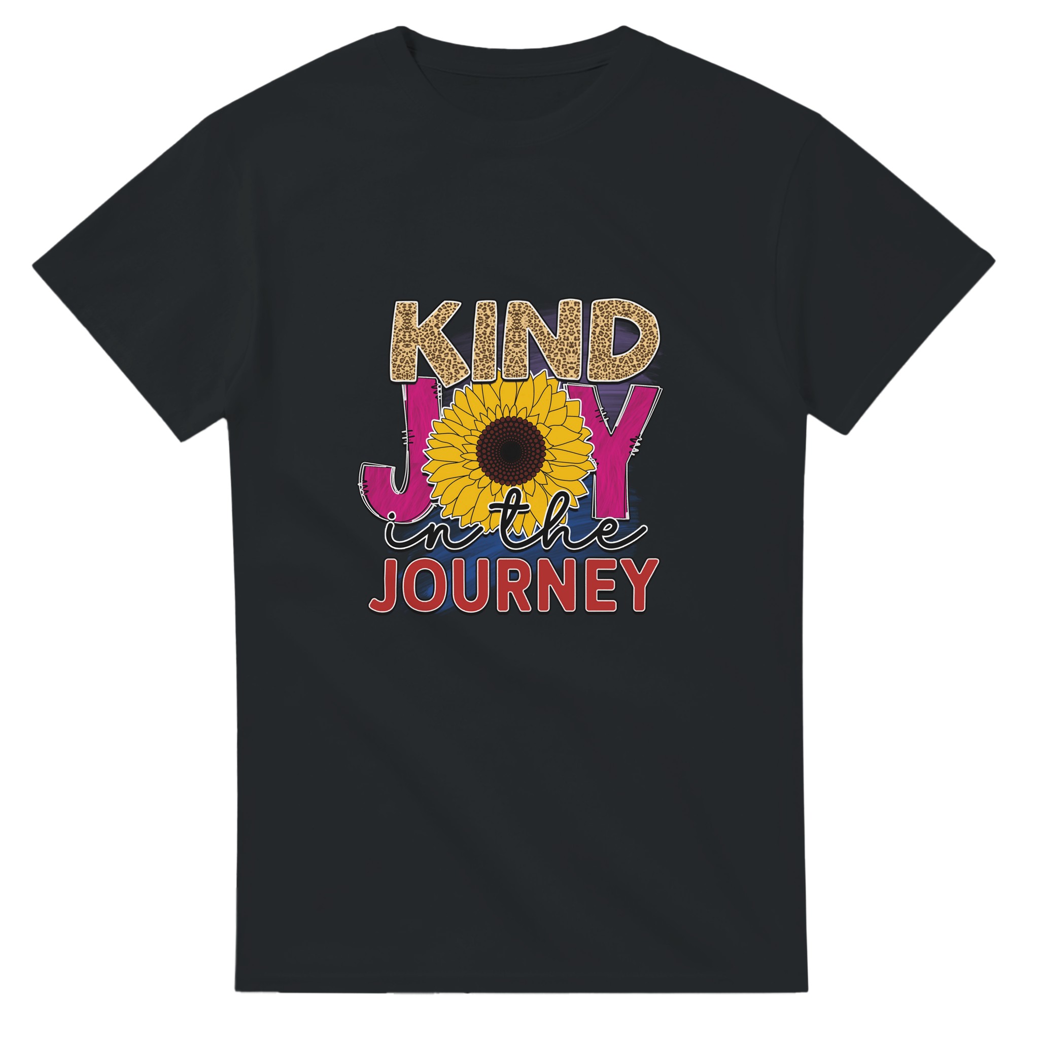 Kind Joy in the Journey T-shirt – Sunflower & Leopard Print Design for Everyday Positivity Tstore daa8c4da-3b54-4881-a027-62632911c5b4
