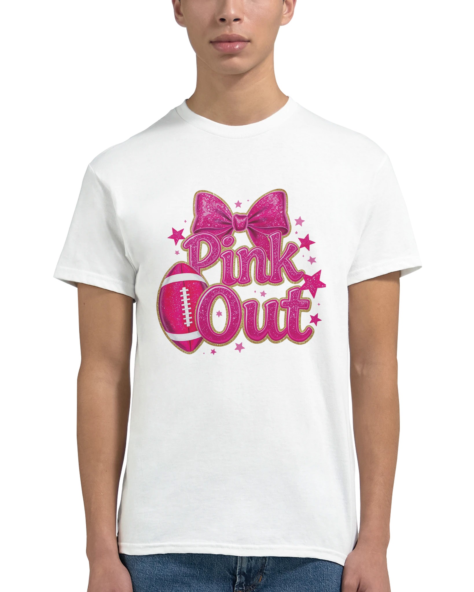Sparkling 'Pink Out' Football T-shirt – Glittery Hot Pink Design, Classic Unisex Fit for Game Day & Fun Tstore f76834e3-c8a8-4831-b674-1890052e2328