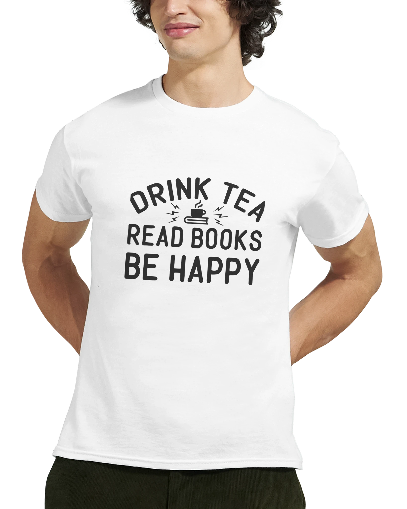 Drink Tea, Read Books, Be Happy – Klassisk Unisex T-shirt för Bokälskare i Flera Färger Tstore d9d67303-d018-426c-bd02-8460a13d7f5a